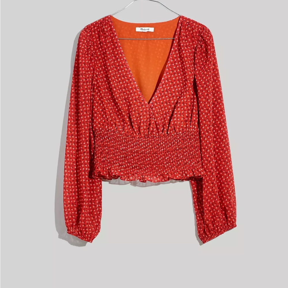 MADEWELL Julianne Smocked-Waist Top NG918